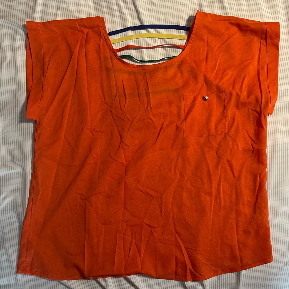 Women's Orange Short-Sleeve Blouse